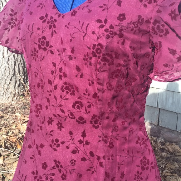 Sheer and floral velour teared vintage dress 8 - Picture 6 of 8